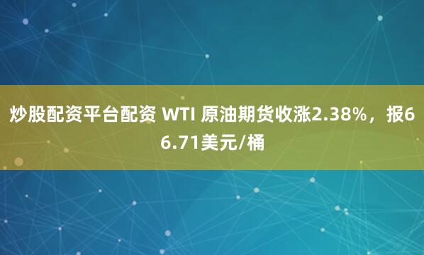 炒股配资平台配资 WTI 原油期货收涨2.38%，报66.71美元/桶
