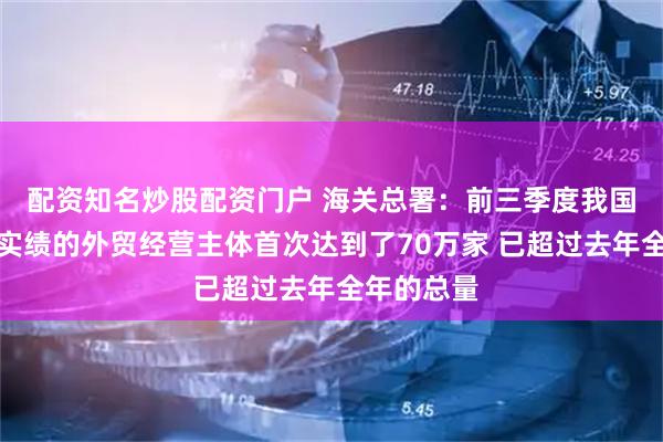 配资知名炒股配资门户 海关总署：前三季度我国有进出口实绩的外贸经营主体首次达到了70万家 已超过去年全年的总量